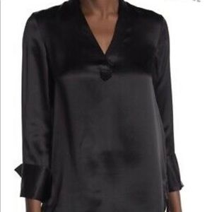 Elie Tahari Blaze Silk V-Neck Blouse in Black